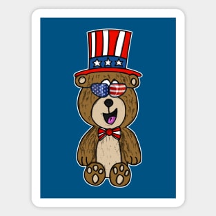 4th July Bear American Flag Cuddly Toy Funny Magnet